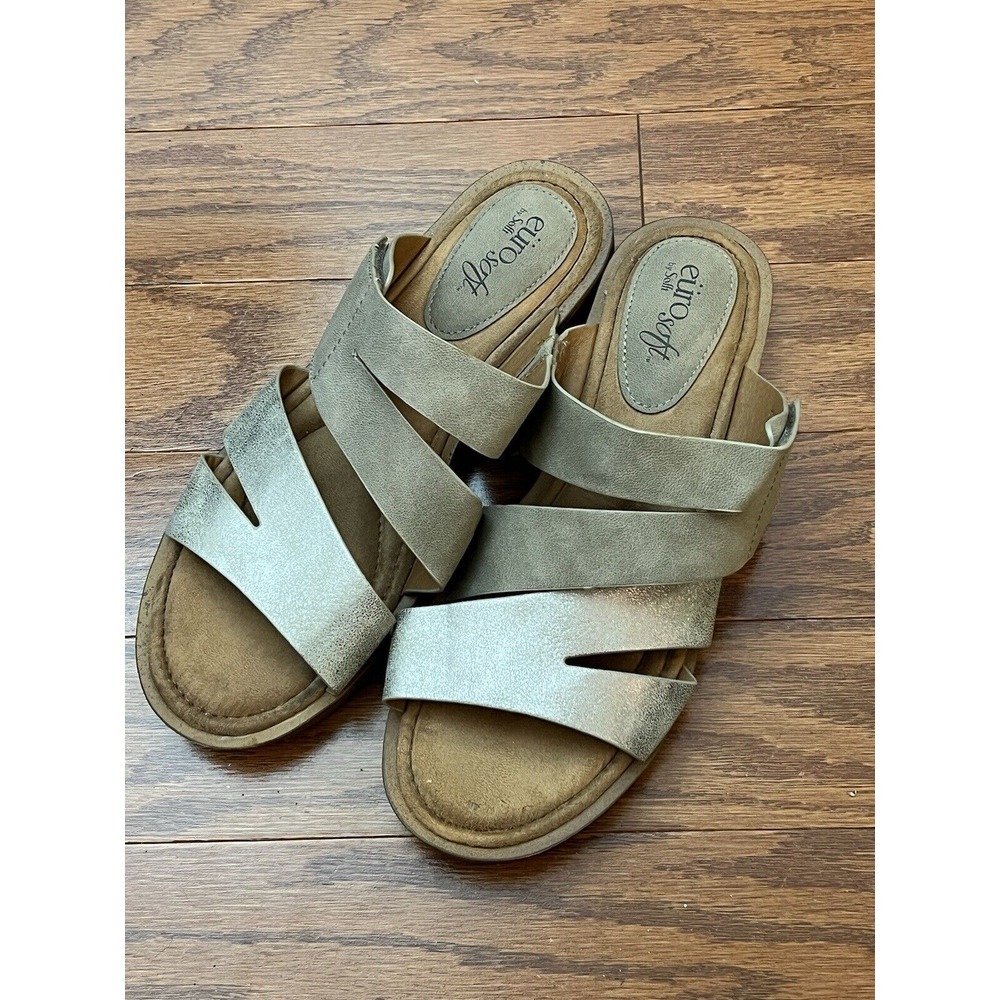 Euro Sofft by Sofft Nadine Slip‎ on Sandals Shoes Size 9 Soft Silvery Beige VGC